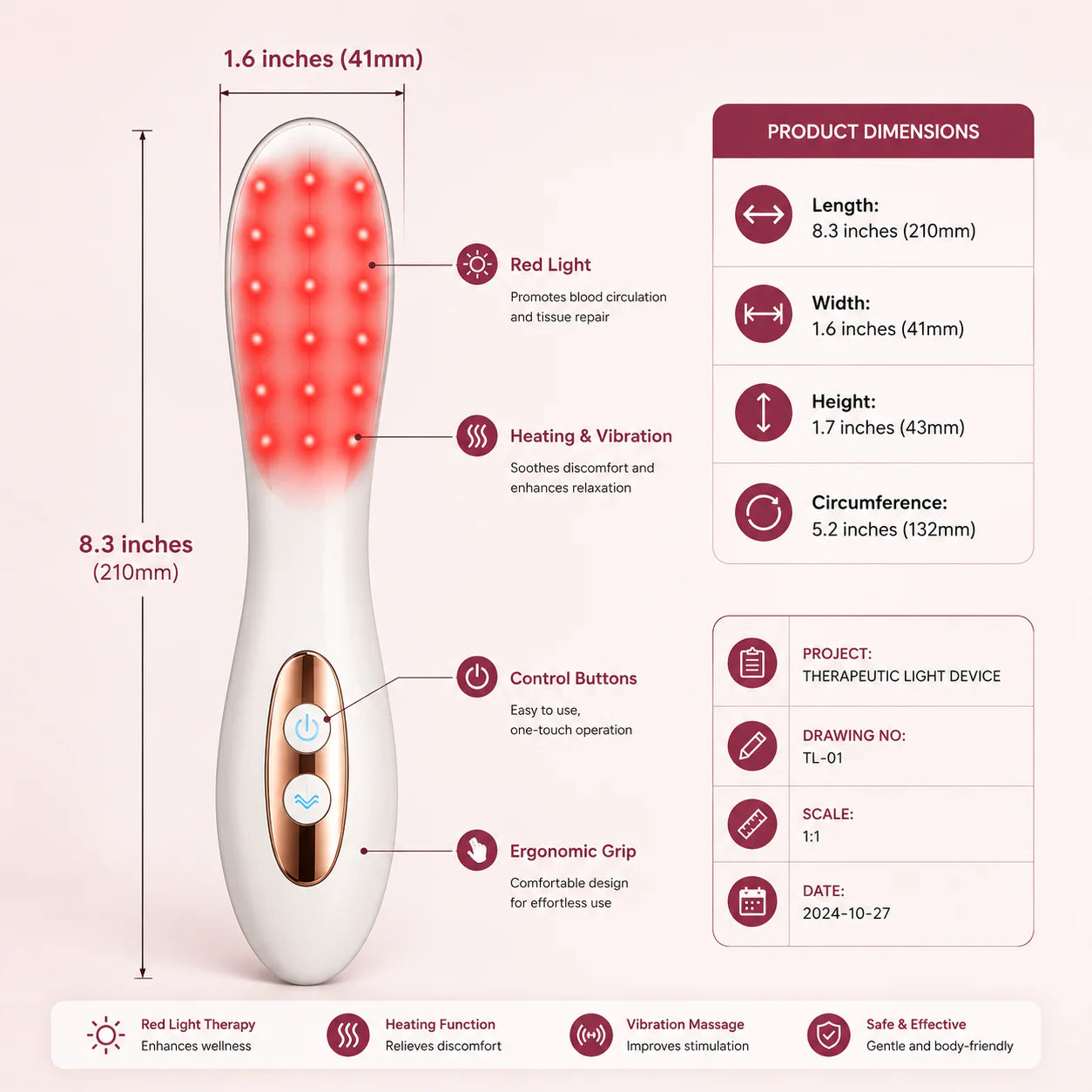 Lumivo Intimate Wellness Wand — 3-in-1 Red Light, Heat & Vibration for Women