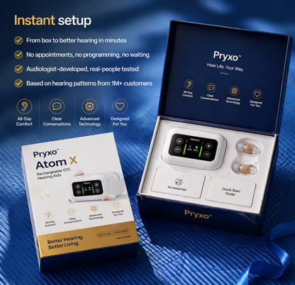 Pryxo "Invisible" noise-canceling hearing aids