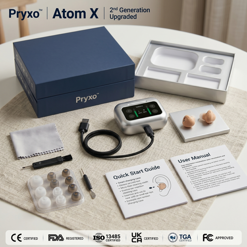 Pryxo "Invisible" noise-canceling hearing aids